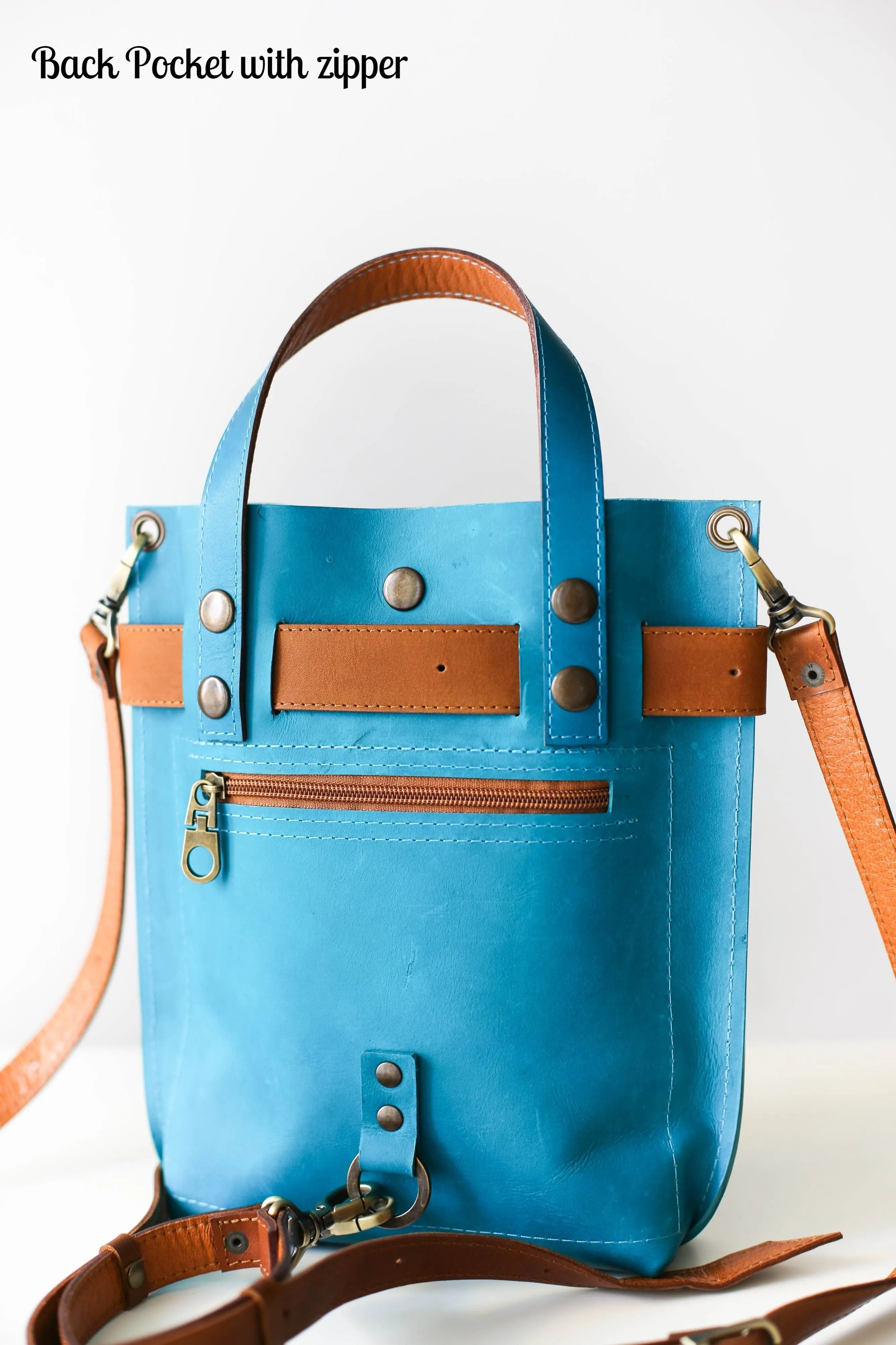 Sky Blue Mini Leather Backpack (dual color)