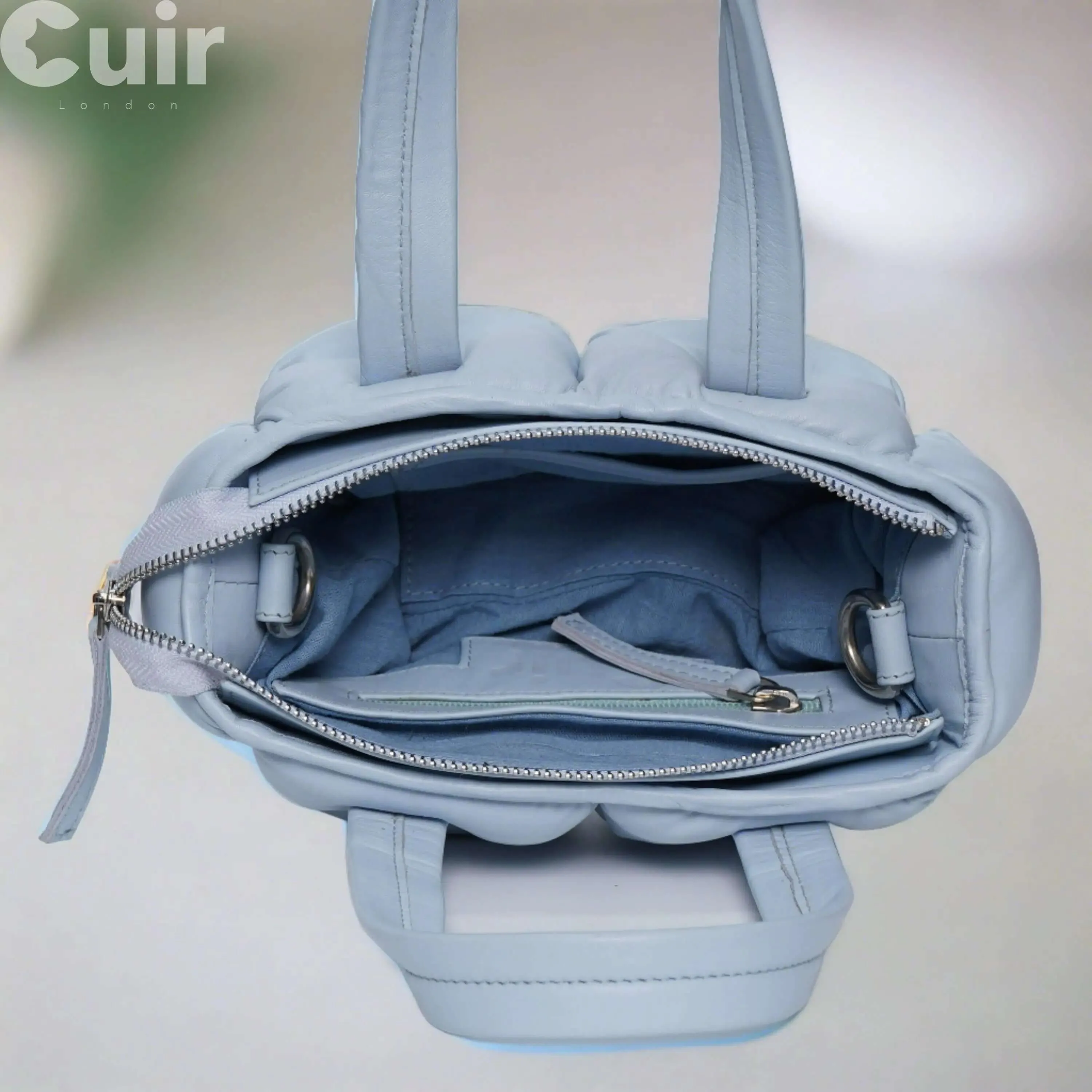 Small Baby Blue Genuine Leather Crossbody Bag