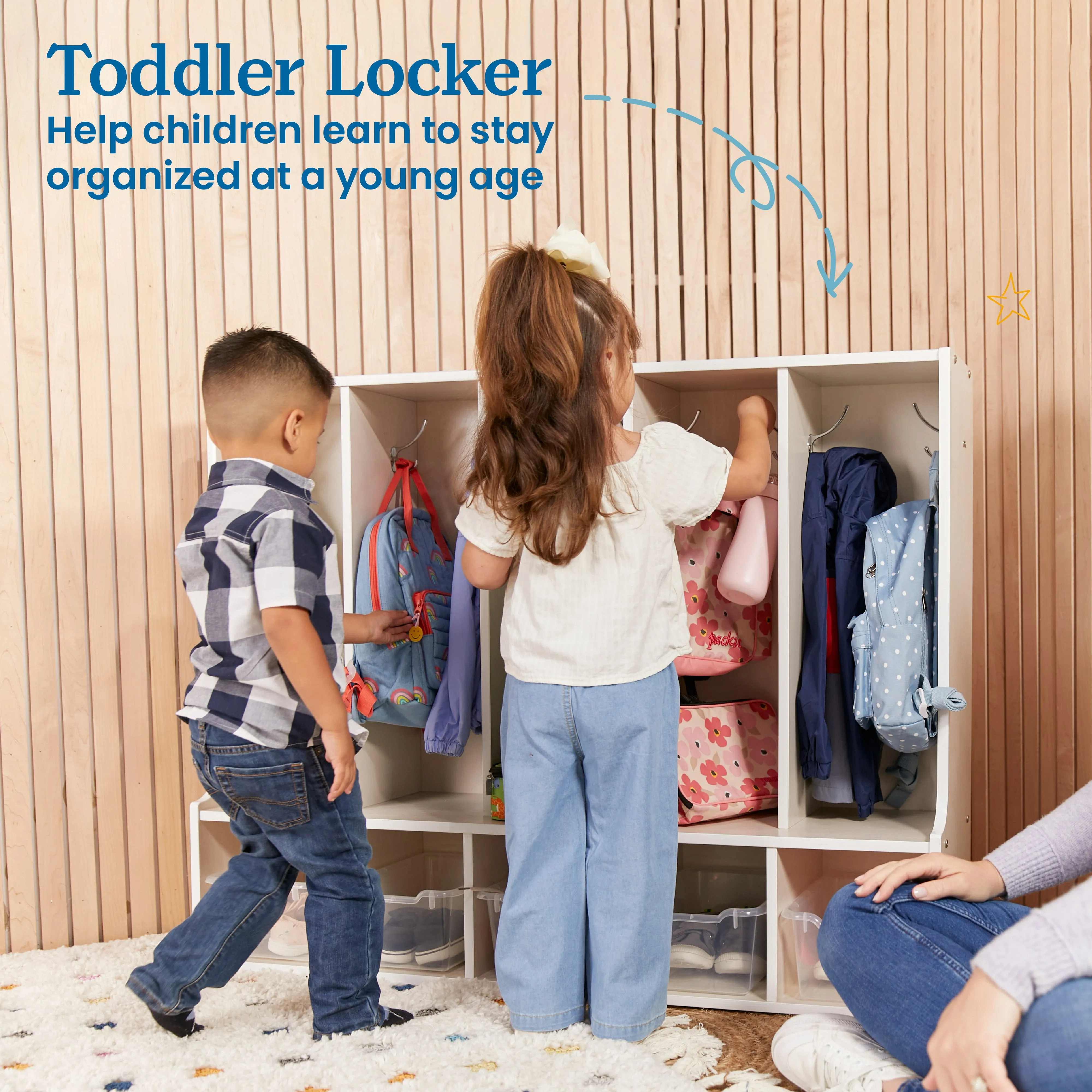 Streamline 5-Section Toddler Coat Locker with Bench, Classroom Furniture