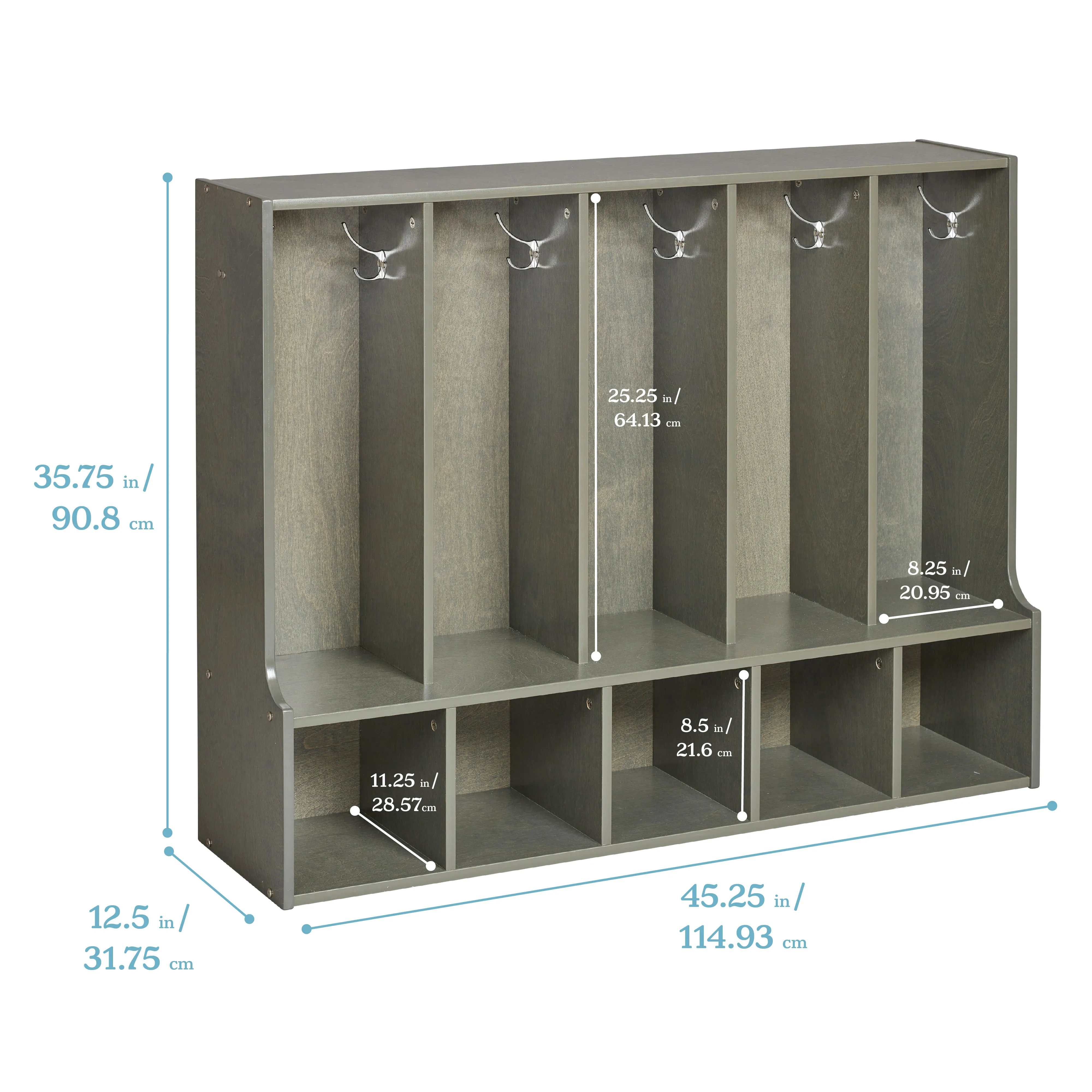 Streamline 5-Section Toddler Coat Locker with Bench, Classroom Furniture