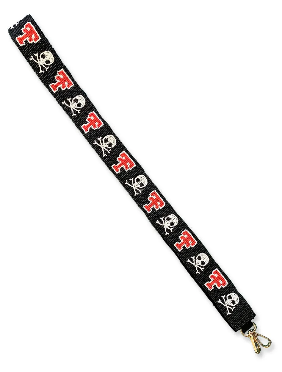 Texas Tech Dark Horse "Skull & Bones" Black Beaded Purse Strap