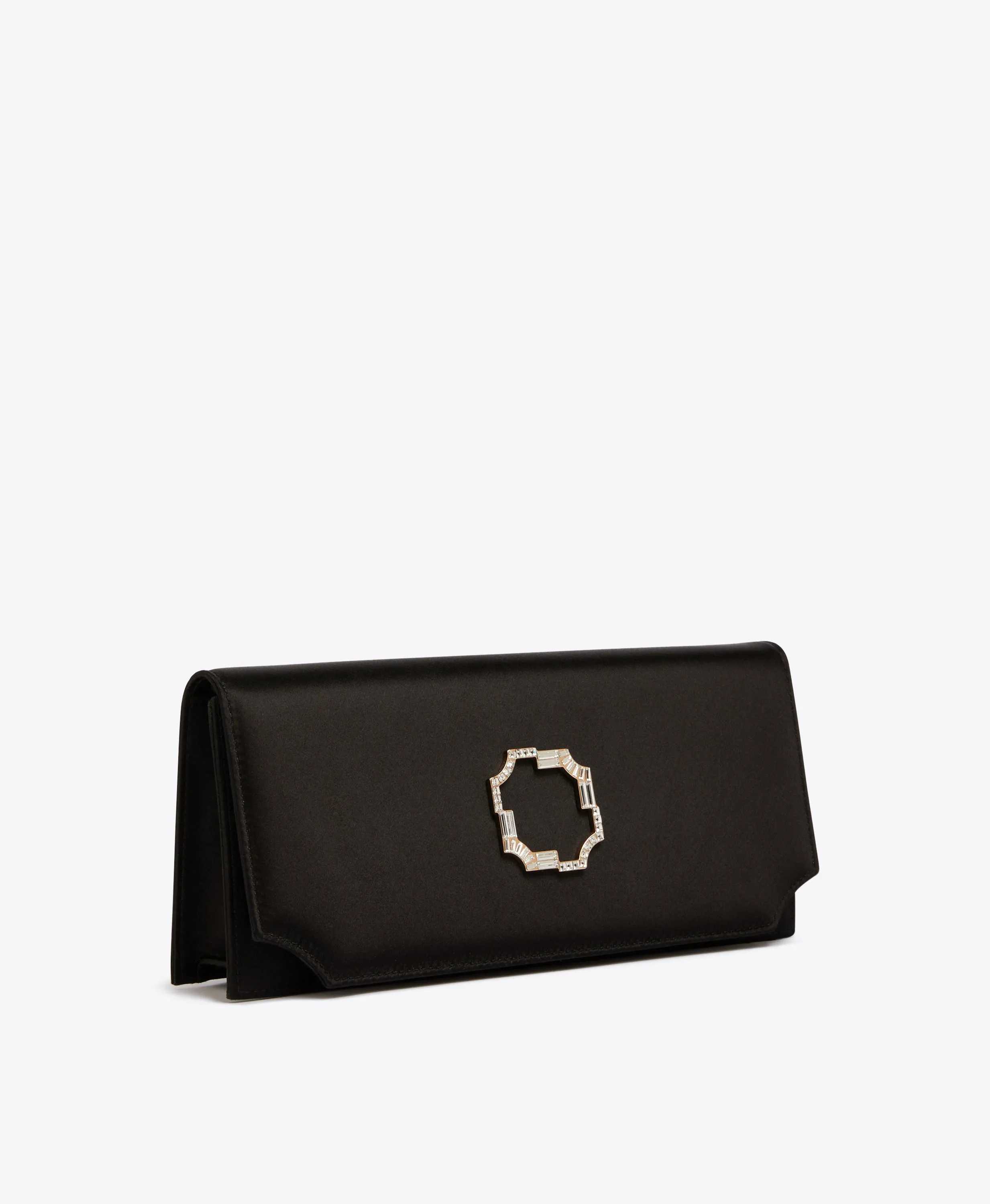 Vivien Black Satin Clutch Bag