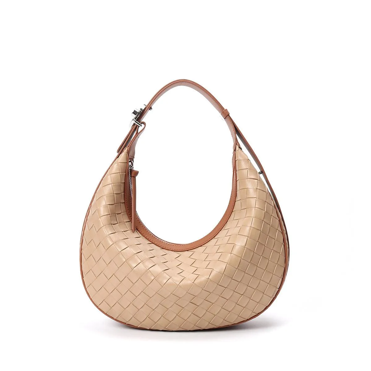 Woven Dumpling-Style Genuine Leather Women's Crossbody Bag